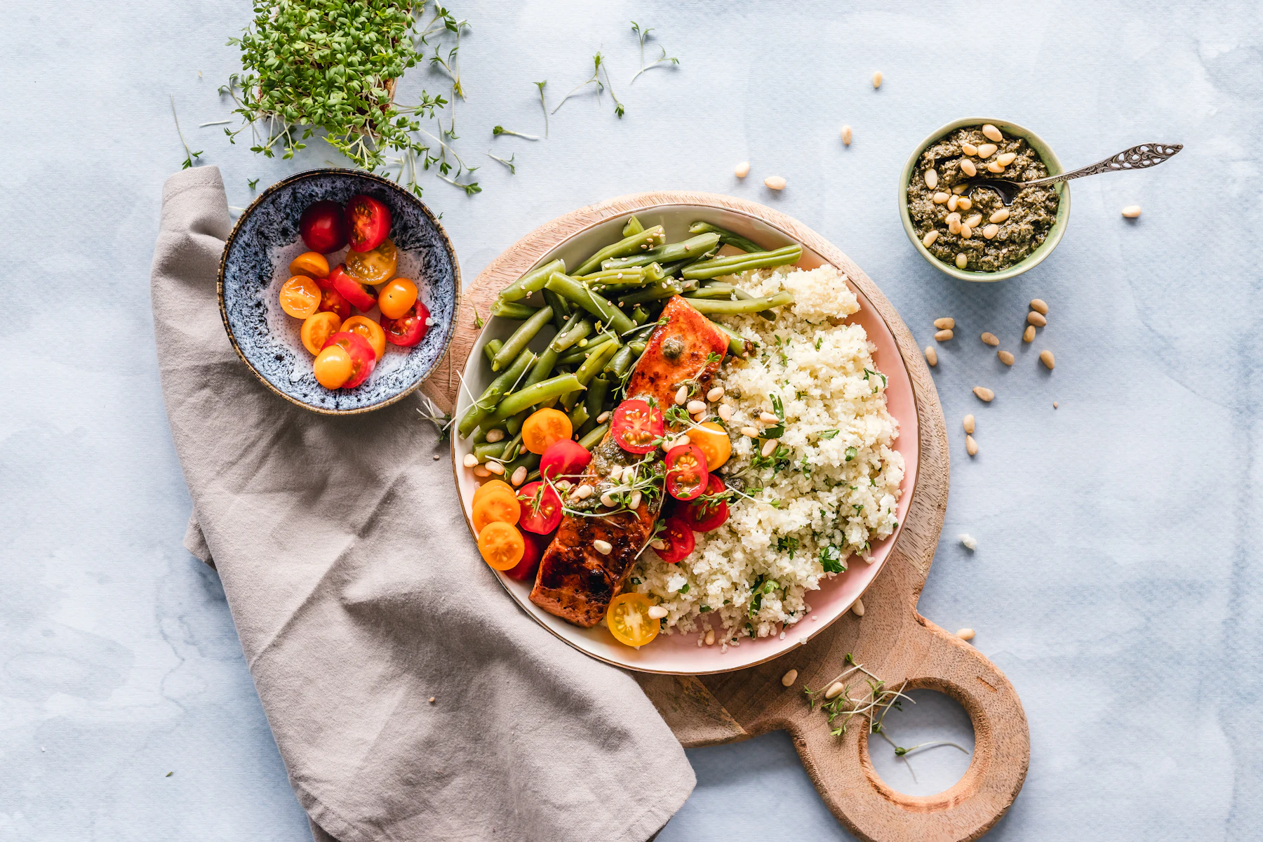 Colorful seasonal vegetable plate ready to serve